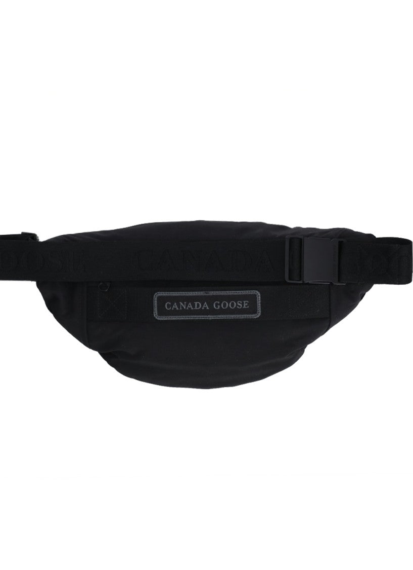 Canada Goose Sleek Black Pouch With Reflective Accents And Adjustable Strap