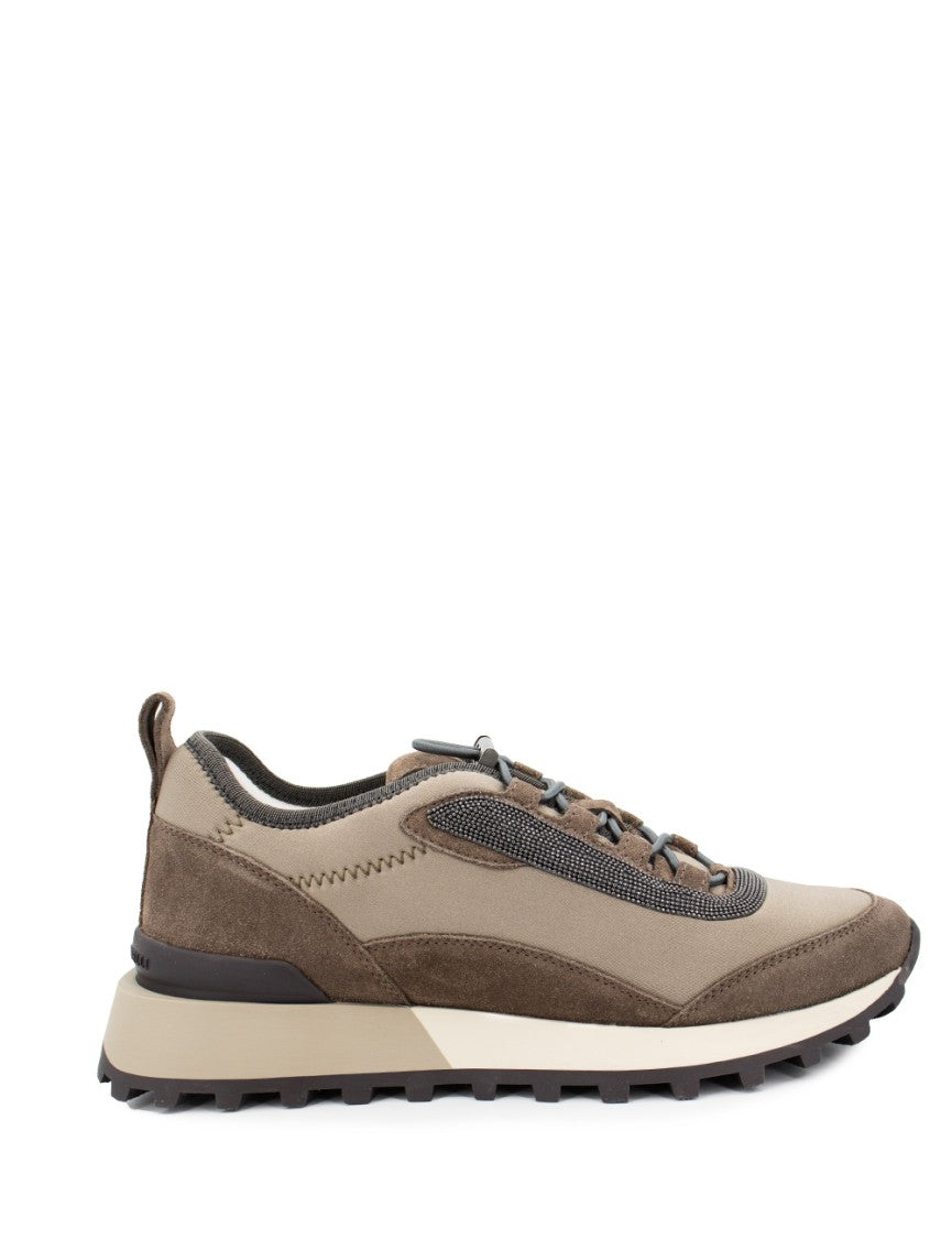 Brunello Cucinelli Bead-Embellished Suede And Techno Fabric Runners