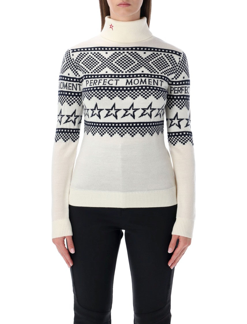 Perfect Moment Merino Wool Intarsia Turtleneck