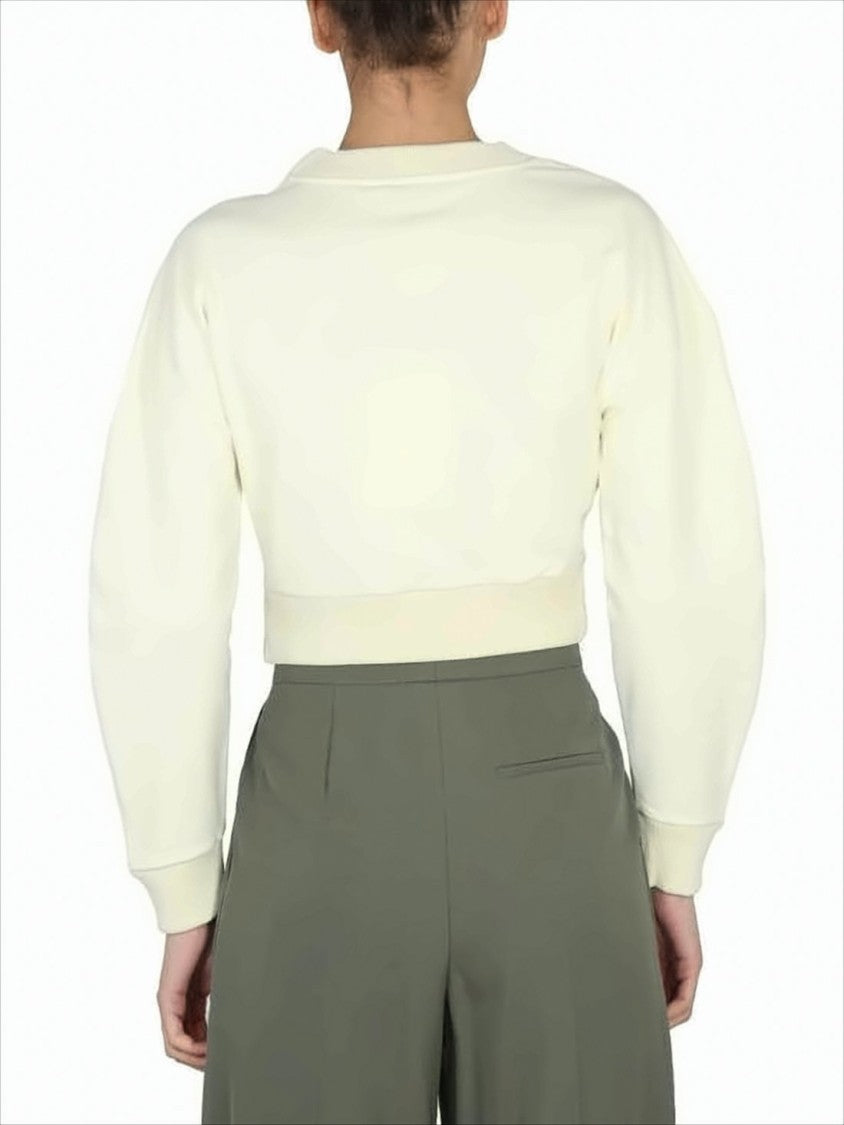 Alexander Mcqueen Cropped White Long-Sleeve Top With Cutout