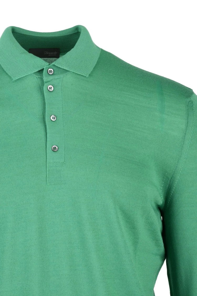 Drumohr Merino Wool Knit Polo - Green