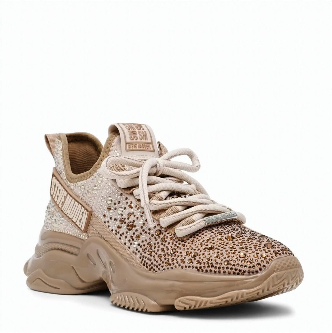 Steve Madden Sneakers With All-Over Appliques In Bronze, Gold