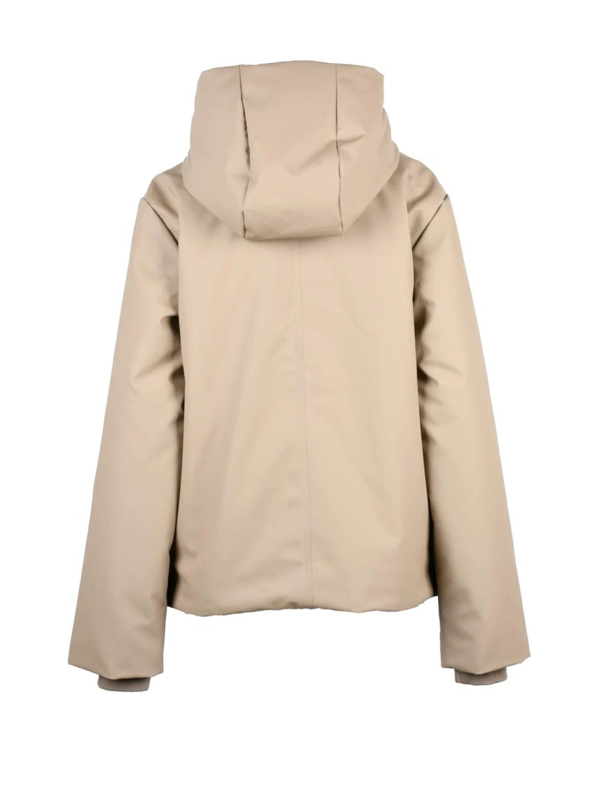 Rains Beige Rubberized Polyester Waterproof Short Parka