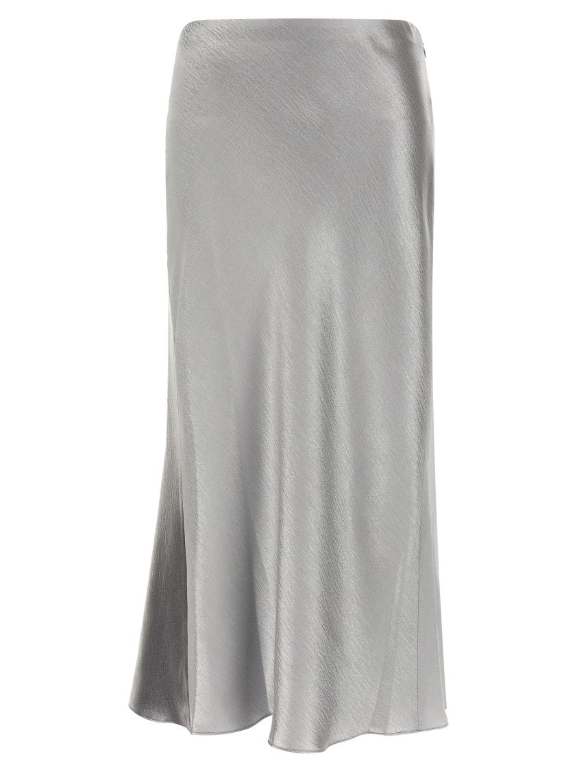 Tory Burch Silk-Effect Satin Midi Skirt With Flared Hem