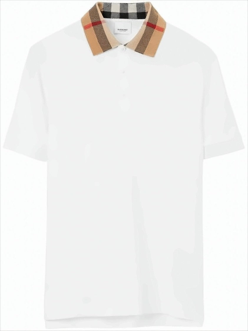 Burberry Short-Sleeve Polo Shirt With Checkered Collar