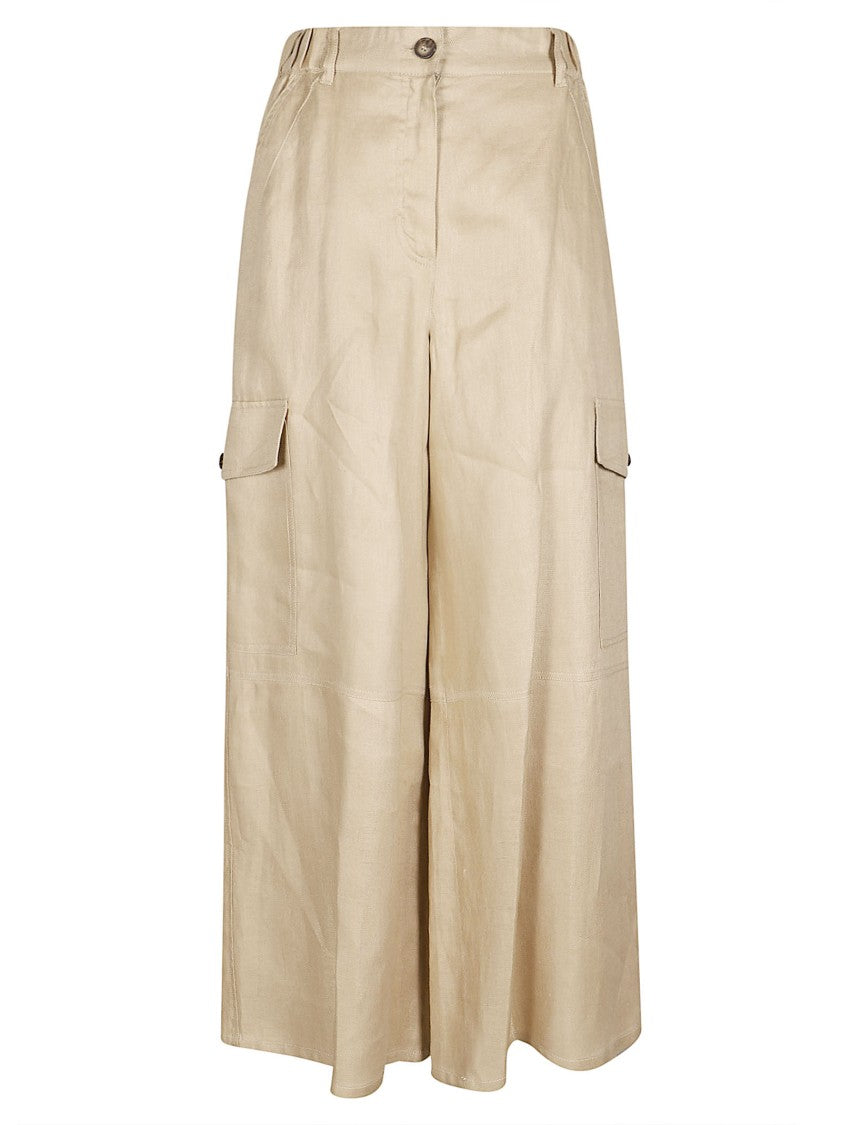 Max Mara Cropped Wide-Leg Trousers With High Waist And Flap Pockets