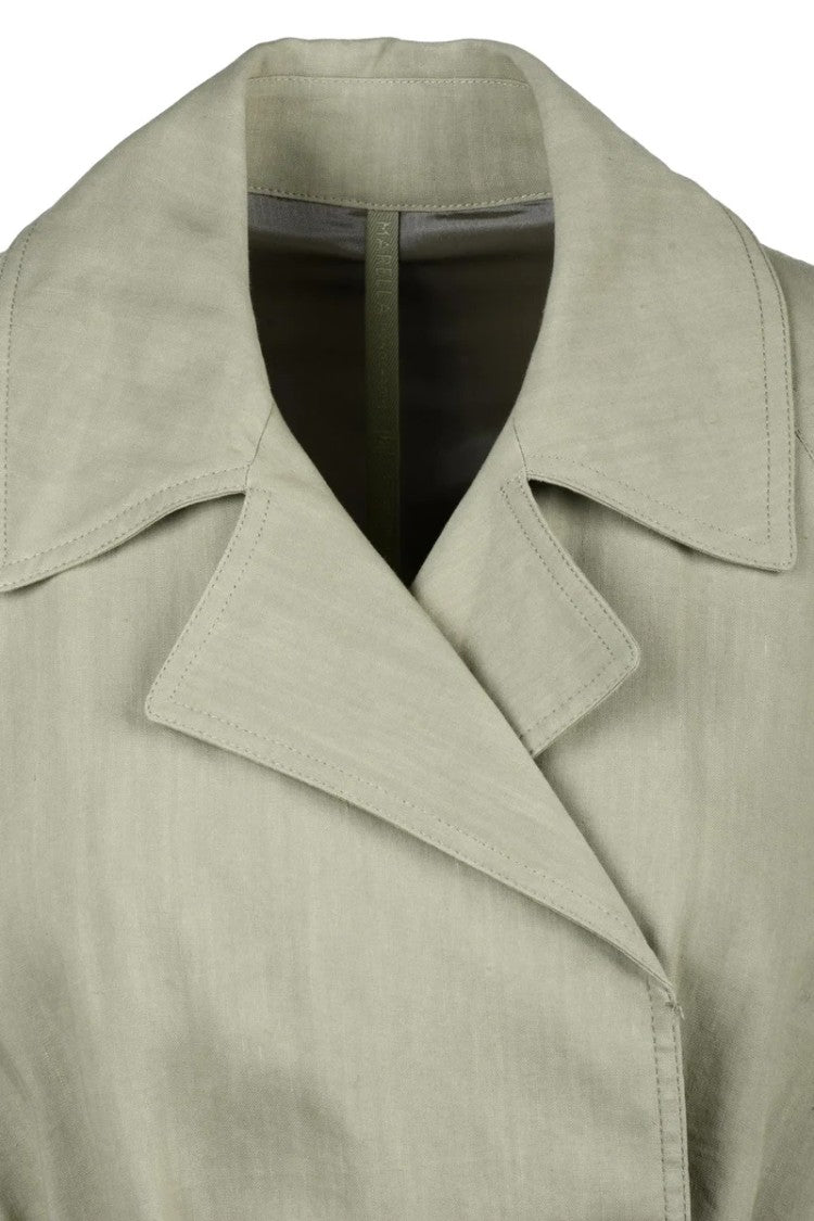 Marella Monochrome Linen Blend Trench - Sage Green