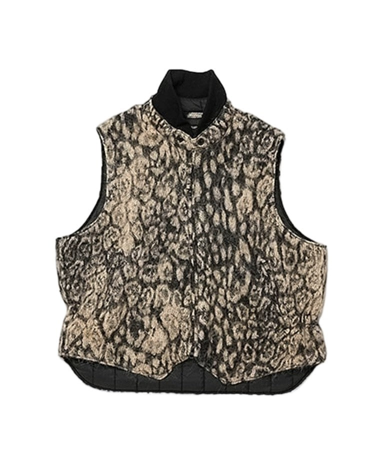 Engineered Garments Textured Animal-Patterned Vest With High Collar