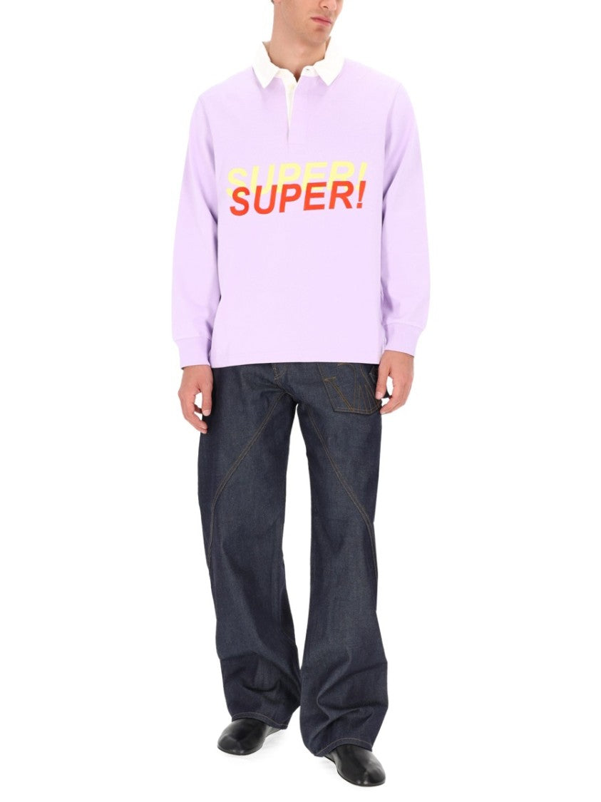 J. W. Anderson Super Super Lilac Graphic Long-Sleeve Polo Shirt
