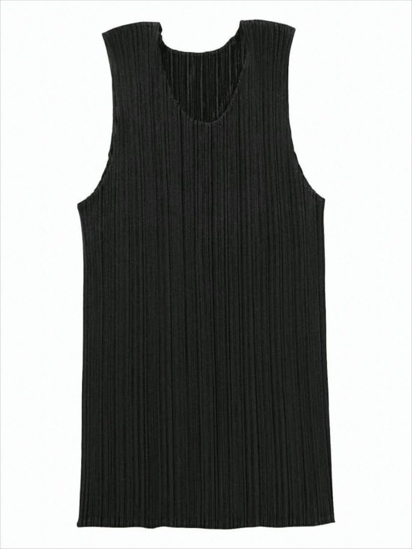 Pleats Please Sleeveless Pleated Top With Fluid Drape