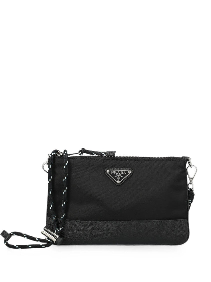 Prada Rectangular Crossbody Bag With Zip Closure And Detachable Cord Strap