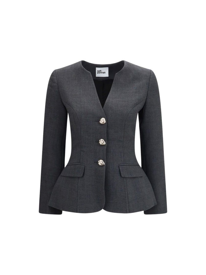 Self-Portrait Peplum Ornate Button Blazer