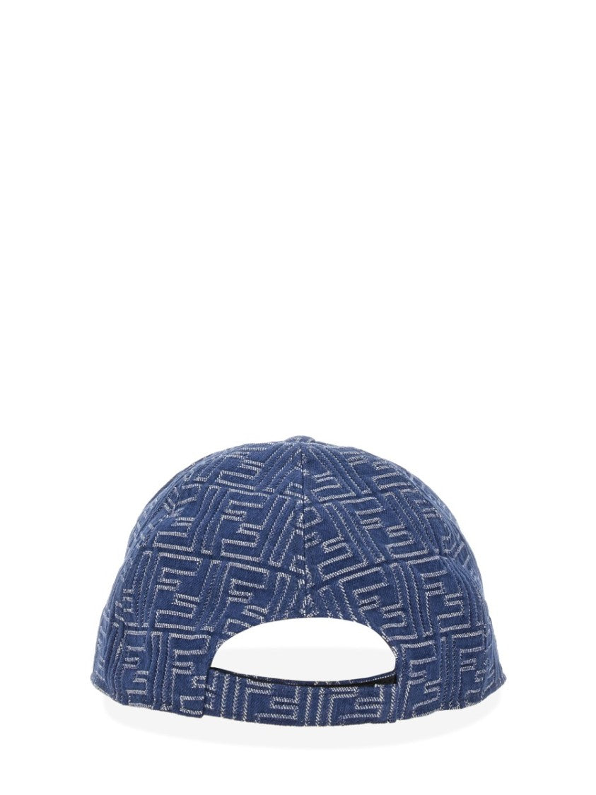 Fendi Denim Baseball Hat With Geometric Pattern