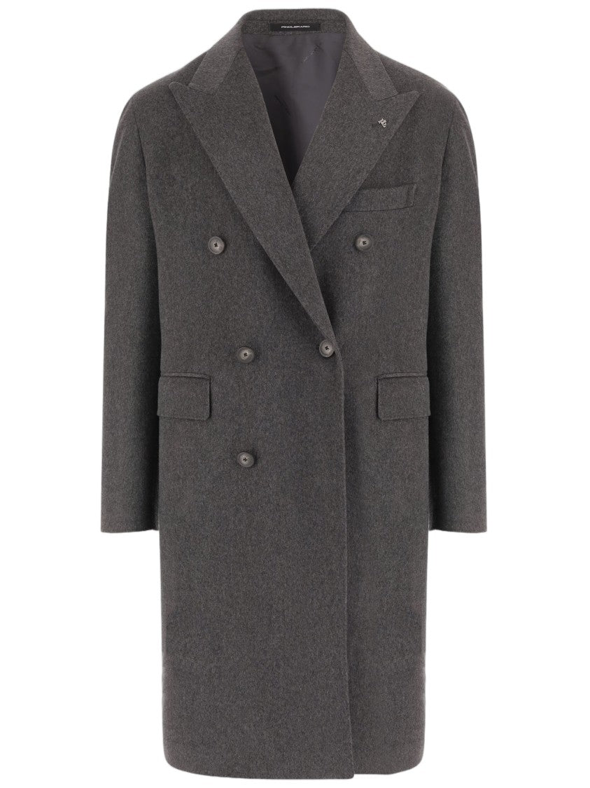 Tagliatore Grey Wool Double-Breasted Coat