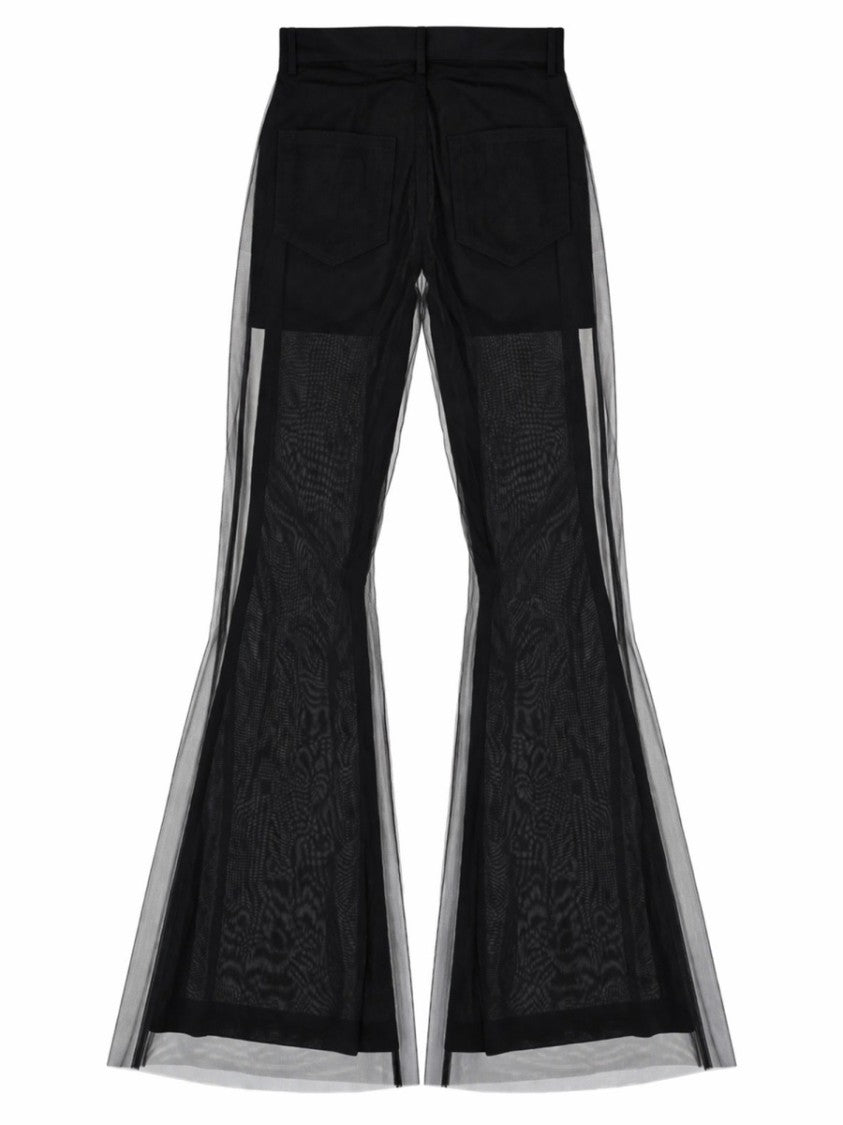 Rick Owens High Waisted Sheer Mesh Bootcut Pants