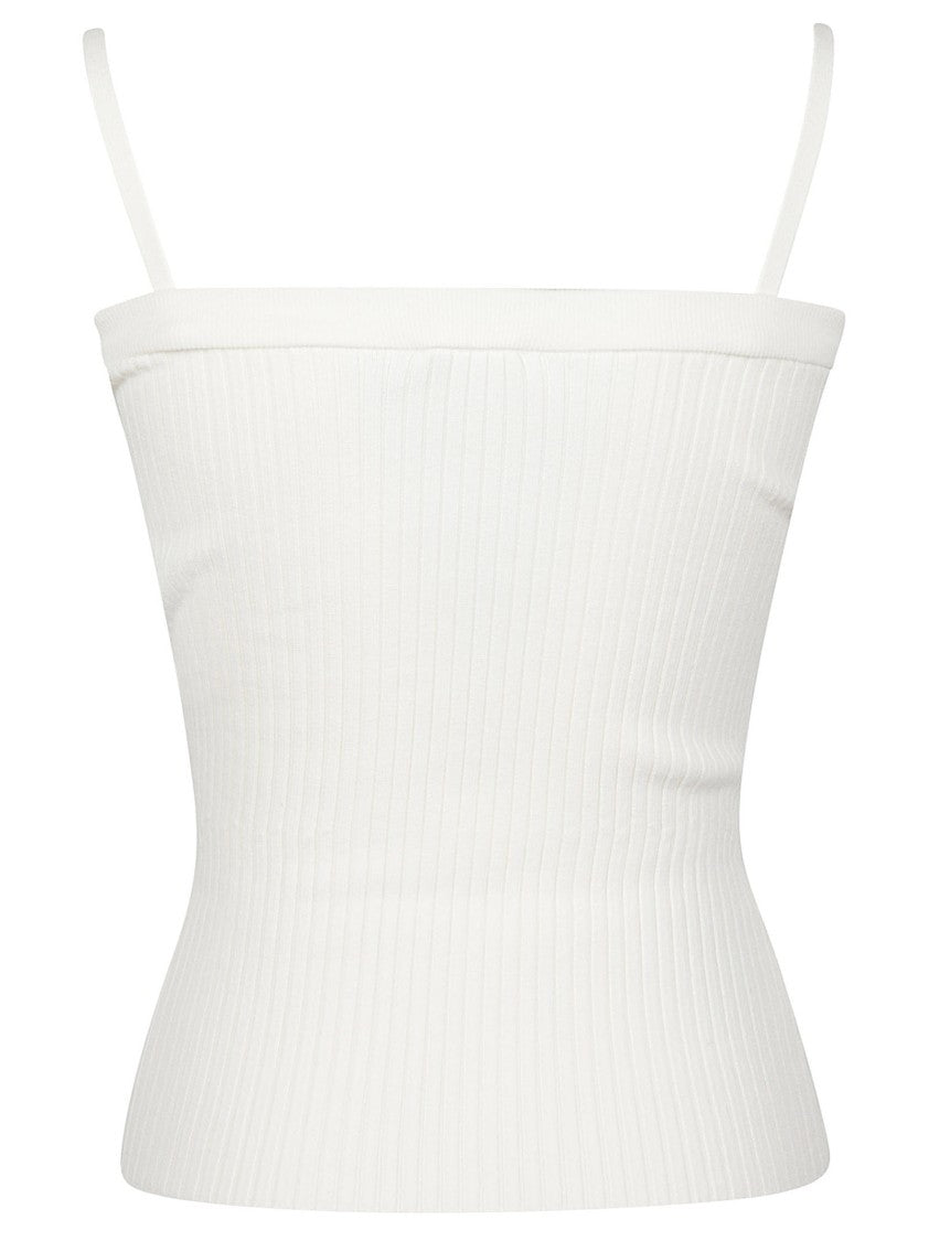 Courrèges Buckle Detail Ribbed Viscose Blend Top