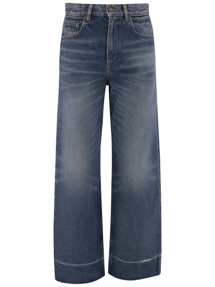 Chloé Washed Finish Wide-Leg Jeans With Classic Five-Pocket Design