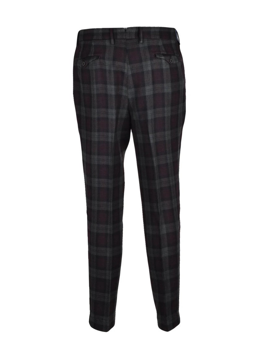 Santaniello Green Virgin Wool Plaid Pants