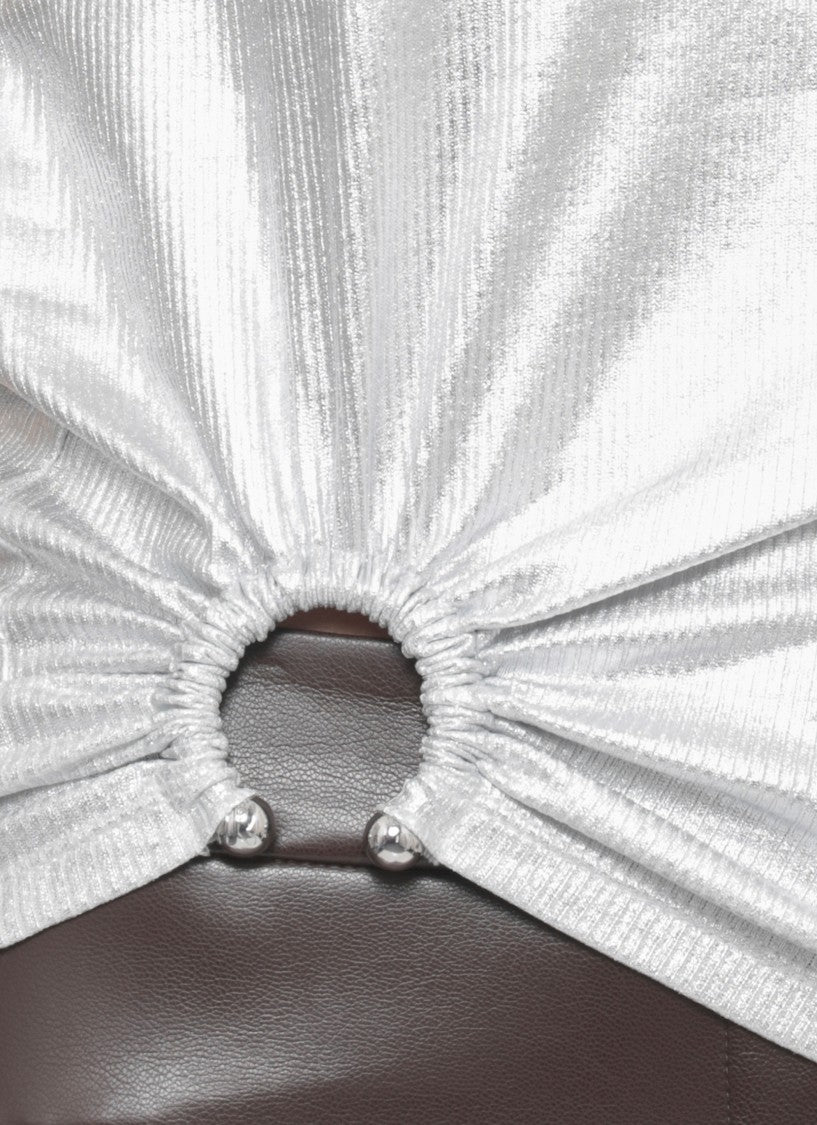 Rabanne Silver Metal Accent Cotton Tank Top