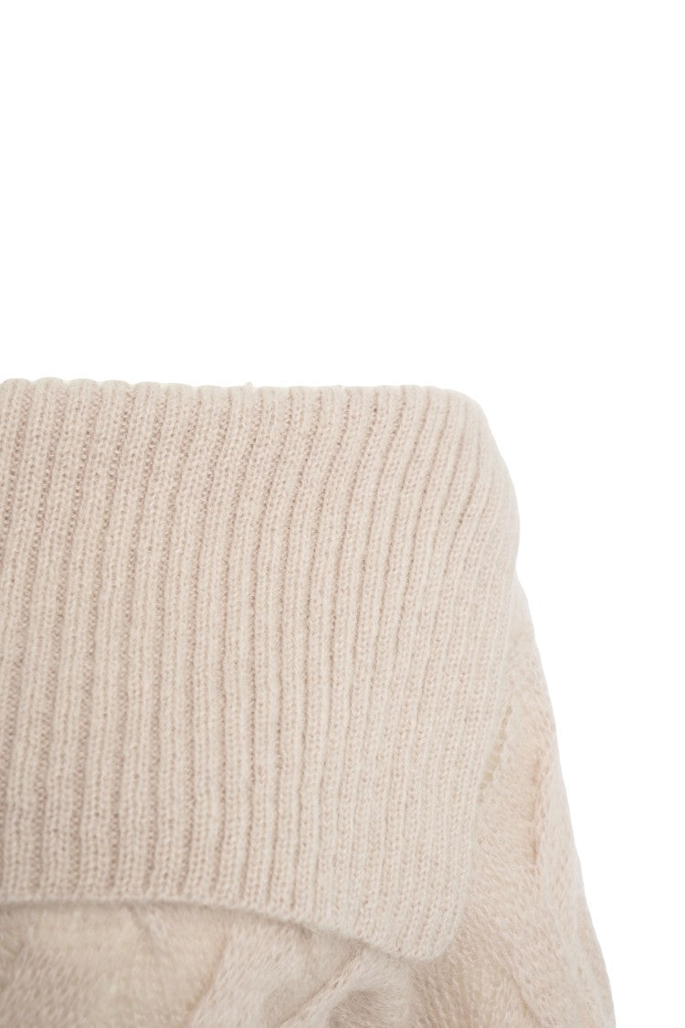 Semi Couture Textured Knit Sweater With Off-Shoulder Collar