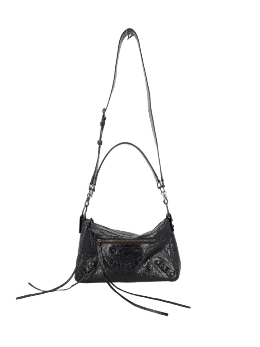 Balenciaga Small Black Leather Shoulder Bag With Decorative Tassels