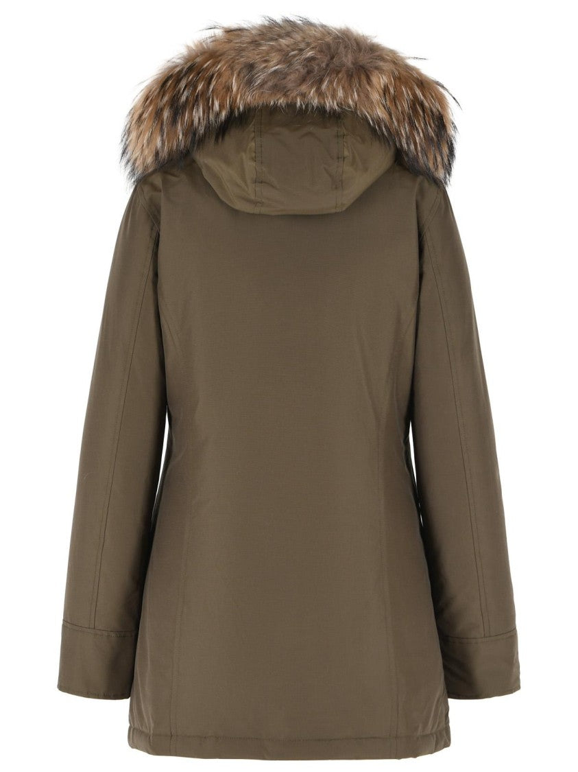Woolrich John Rich & Bros 'Arctic Racoon' Green Cotton Blend Parka