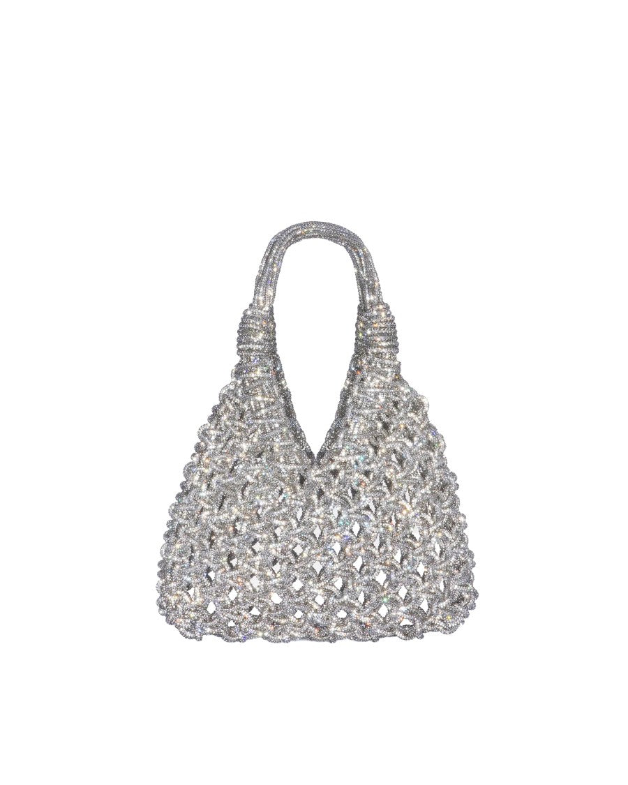 Hibourama Silver Vannifique Small Handwoven Crystal Handbag