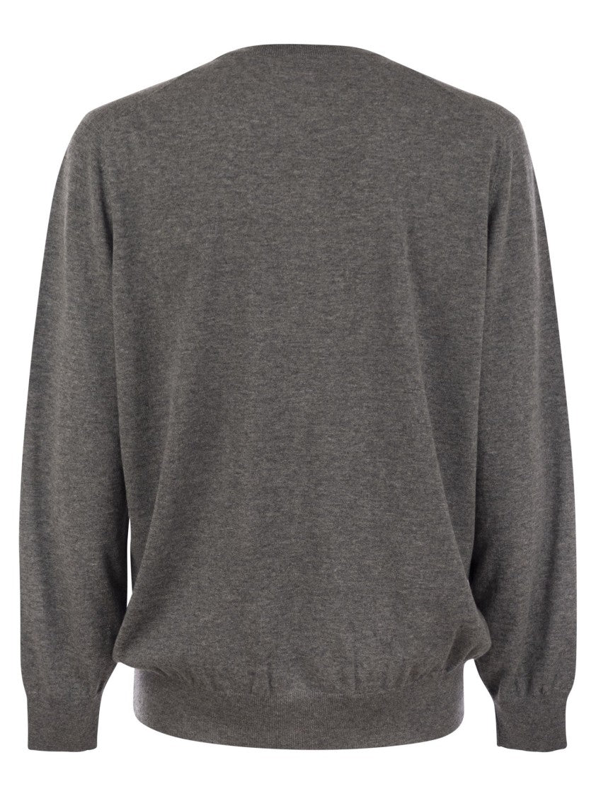 Brunello Cucinelli Cashmere Sweater With Rib Knit