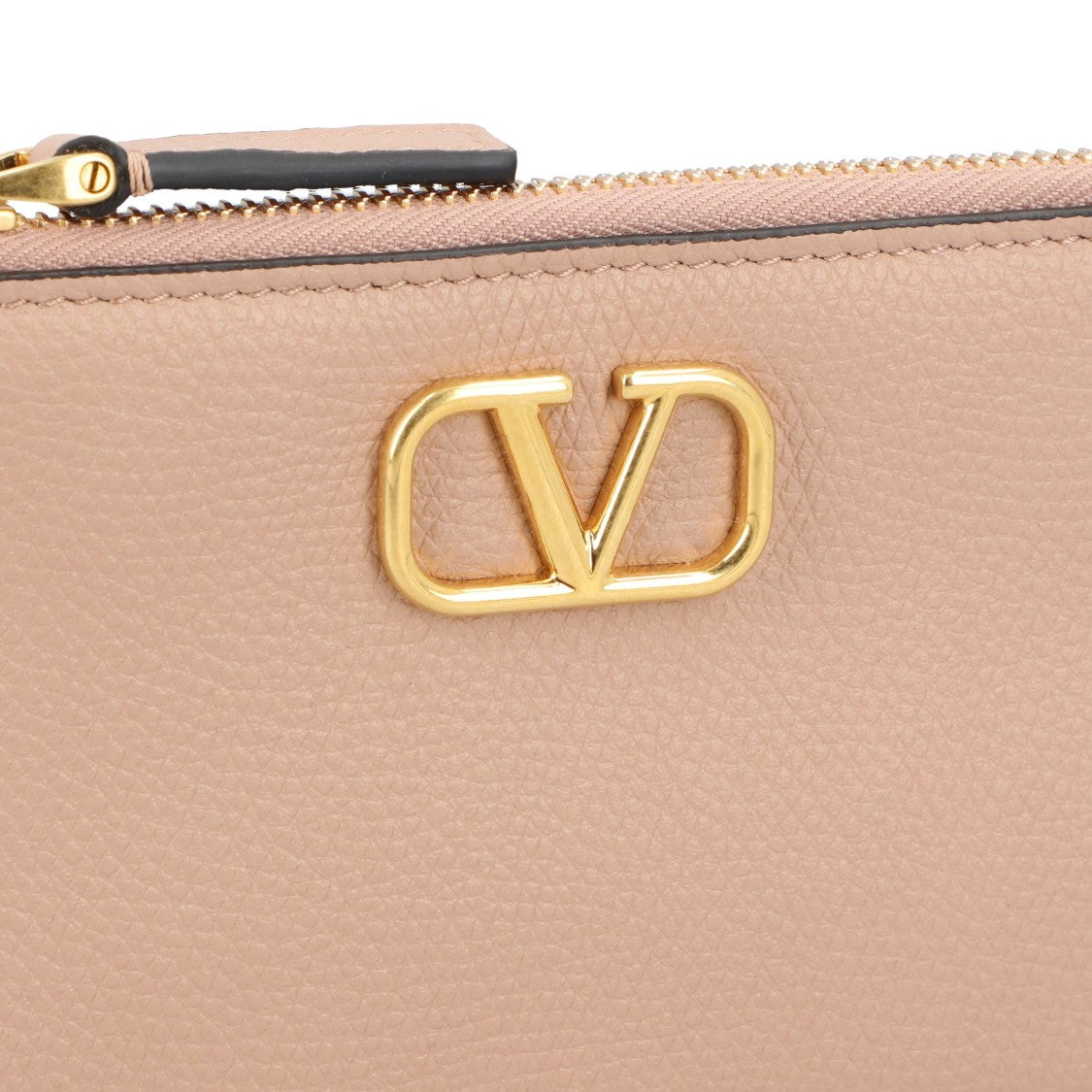 Valentino Valentino Leather Zip Cardholder With V Logo Plaque