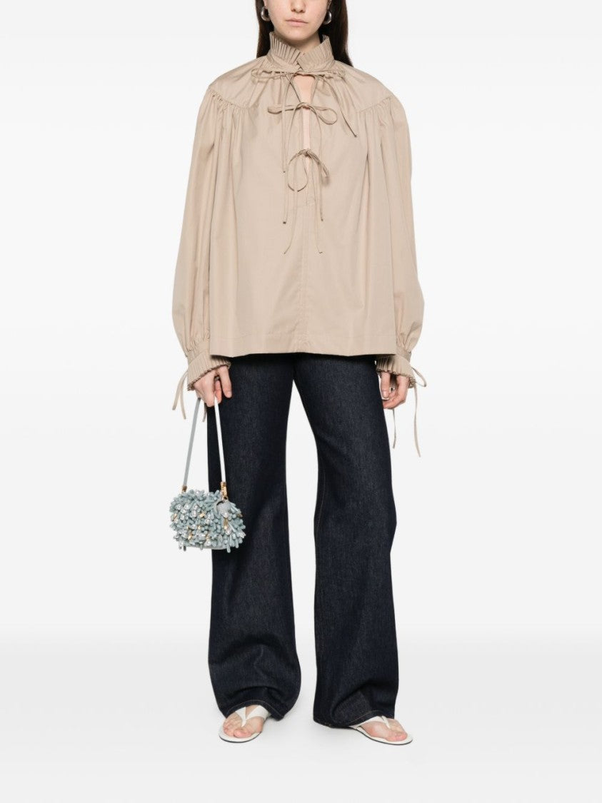 Dries Van Noten Boxy Long-Sleeved Shirt With Ruffled Neckline