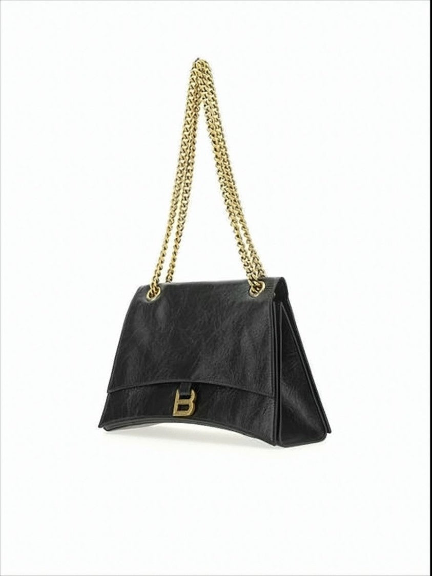 Balenciaga Structured Black Calf Leather Shoulder Bag