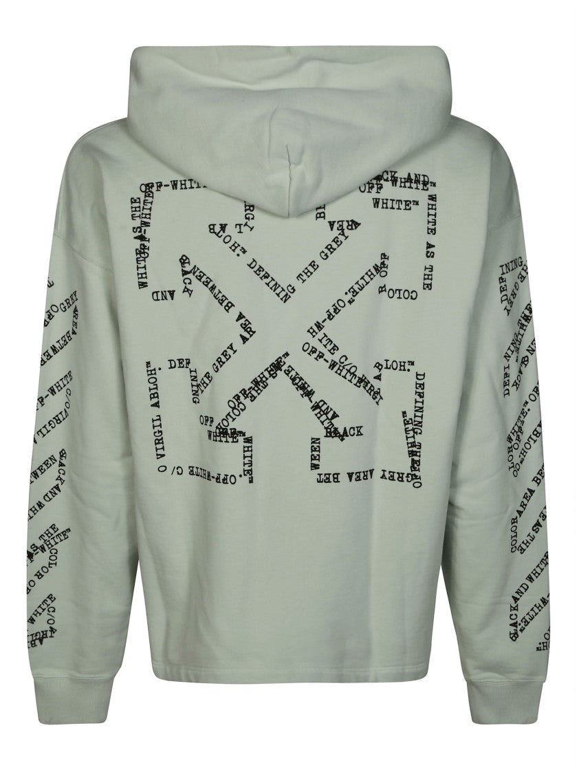 Off-White Muted Light Grey Green Graphic Hoodie