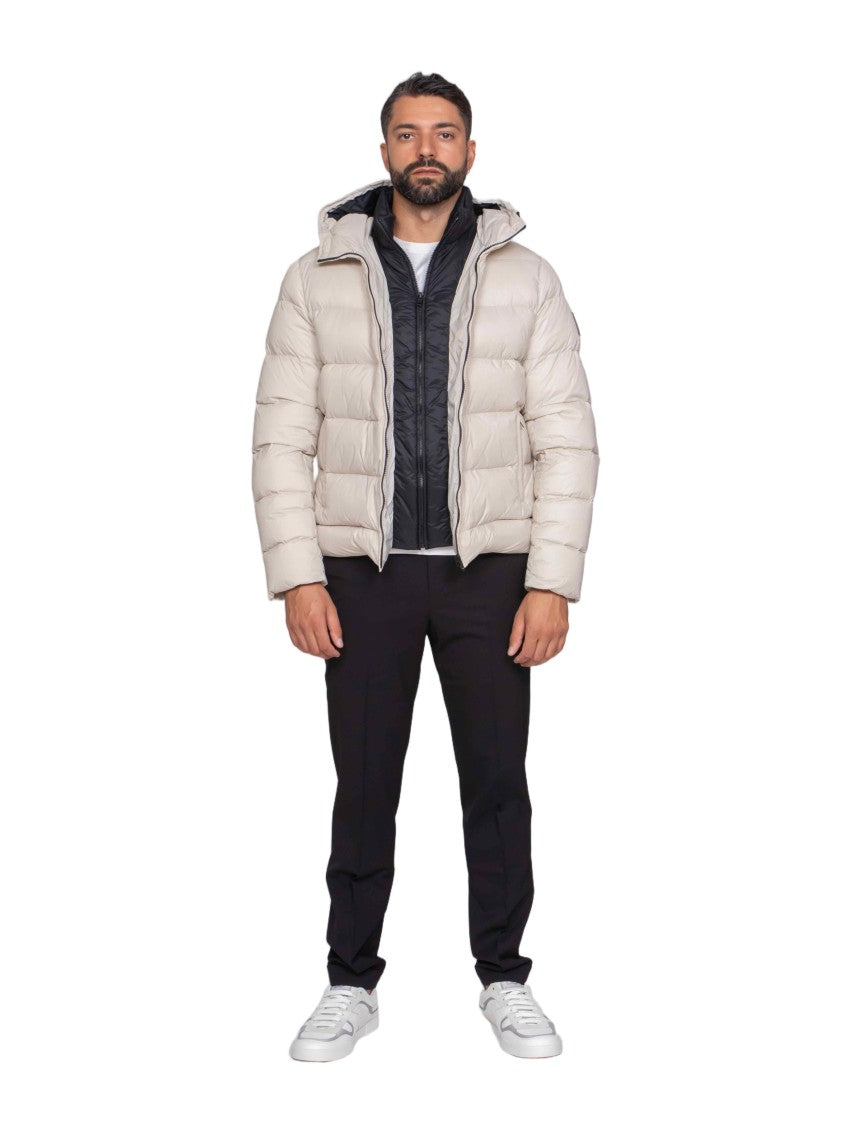 Fay Quilted Puffer Jacket With Hood And Zip Closure