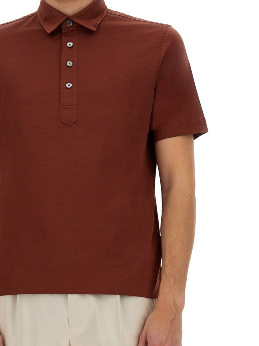 Zegna Brown Cotton Polo Shirt