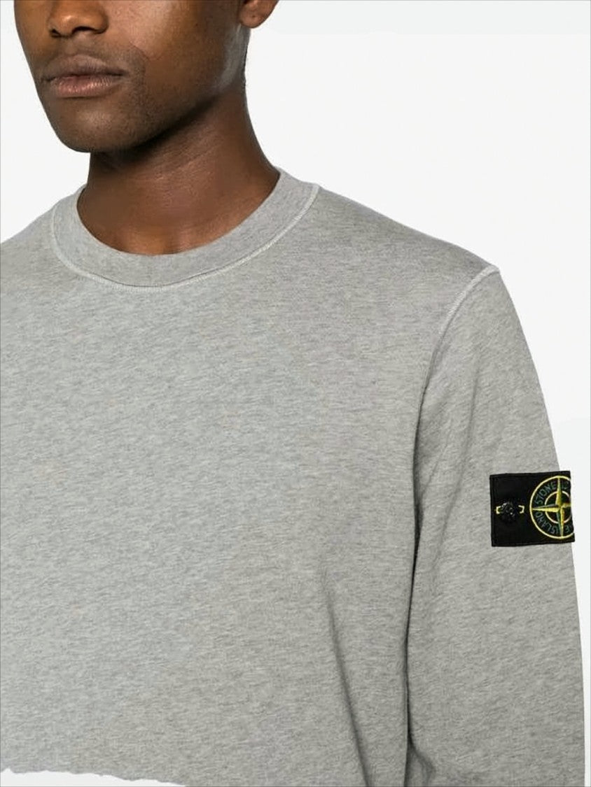 Stone Island Grey Long-Sleeve Sweatshirt With Patch Logo
