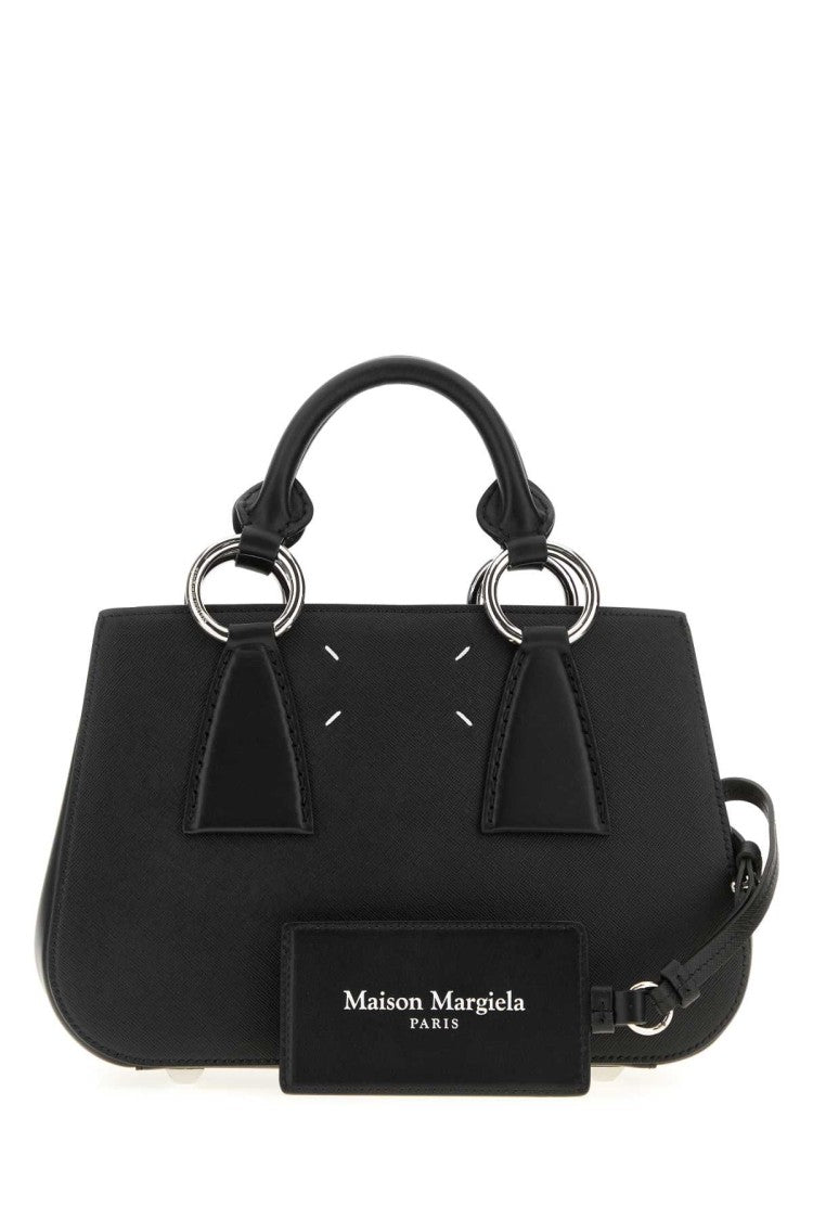 Maison Margiela Structured Black Leather Handbag