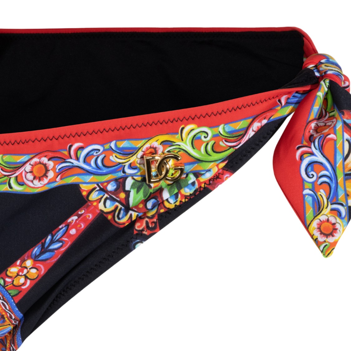 Dolce & Gabbana Baroque-Inspired Multicolored Print Bikini With Halter Neck Design
