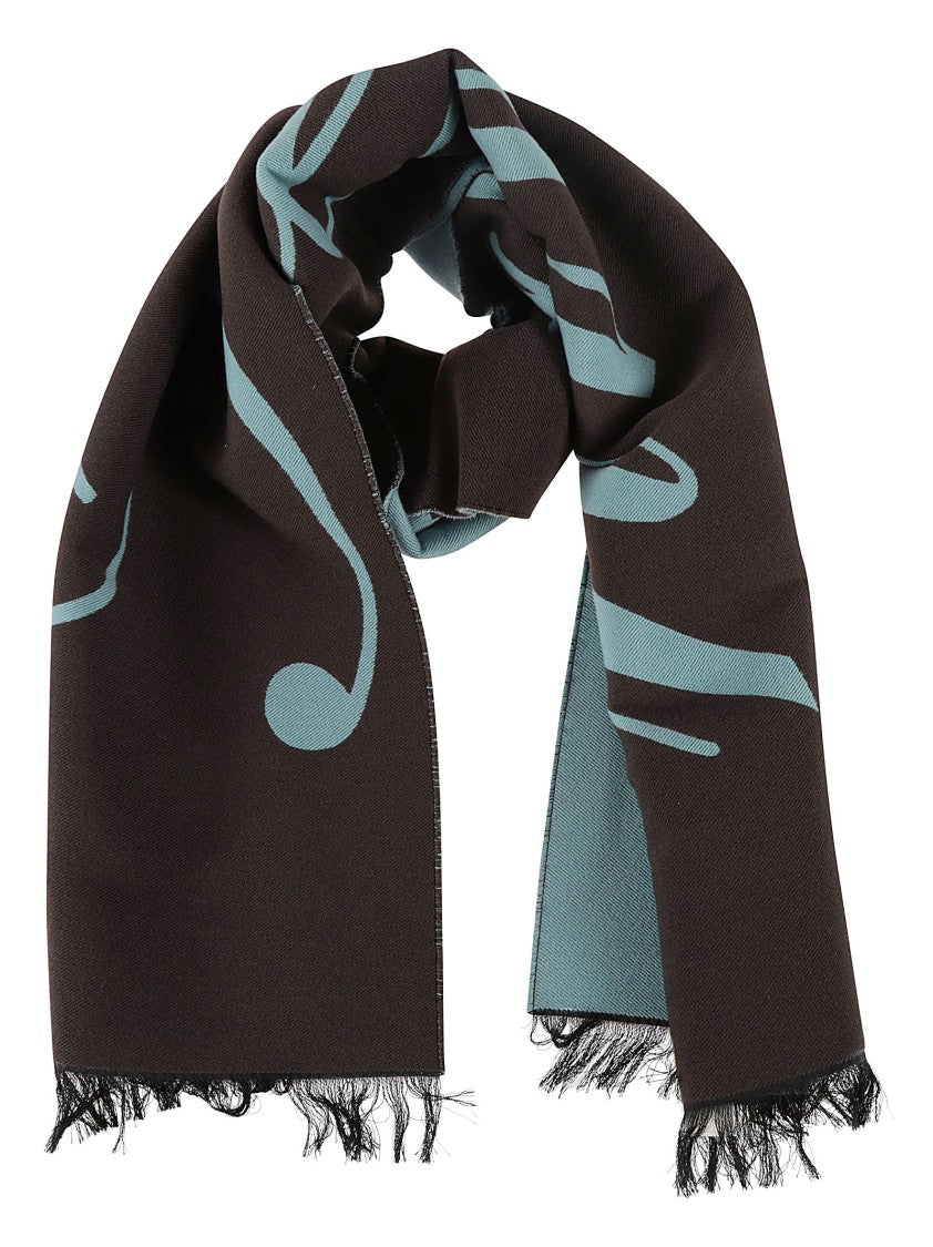Burberry Contrasting Patterned Wool And Silk Scarf