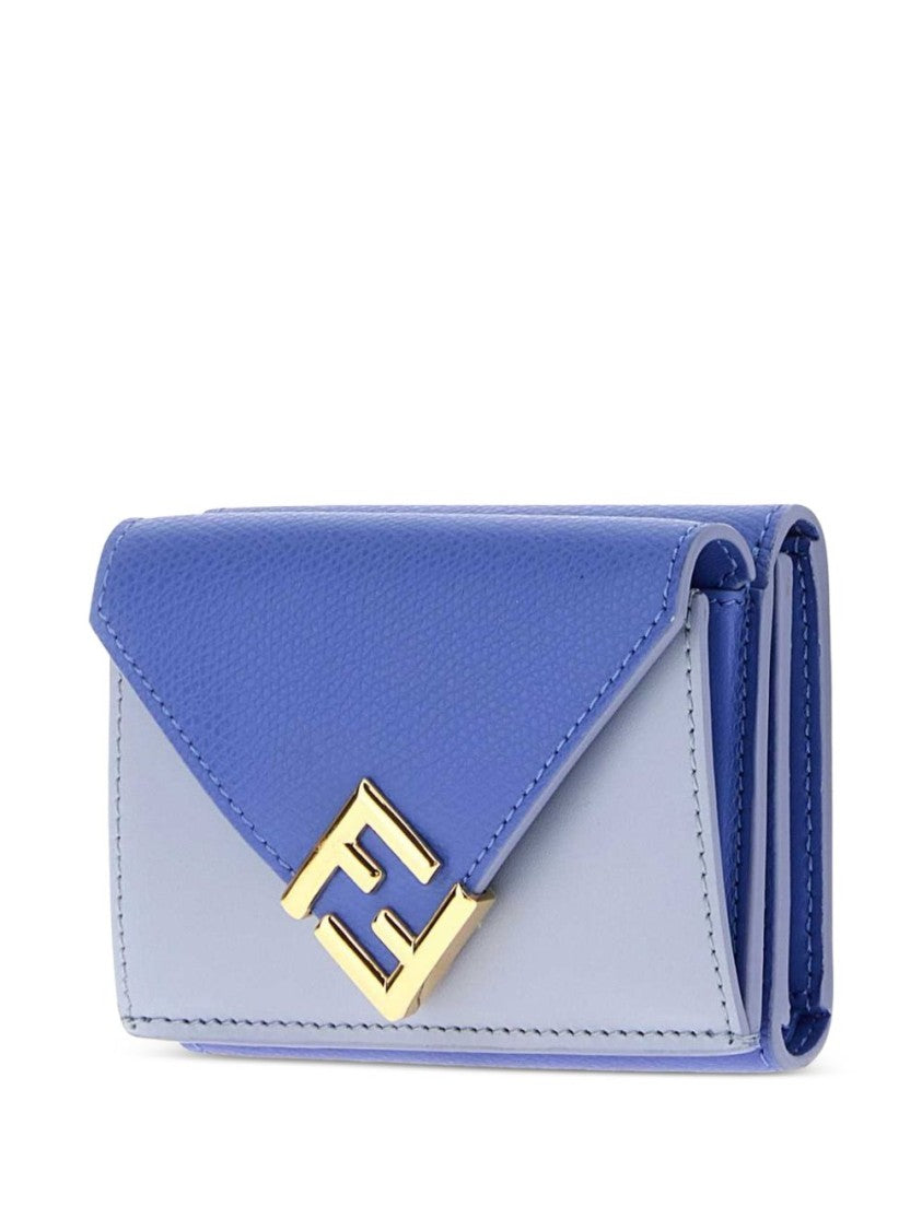 Fendi Two-Tone Textured Leather Wallet With Signature Clasp