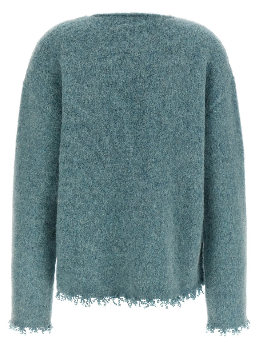 Jil Sander Wool Sweater With Boat Neckline And Raw-Cut Fringes