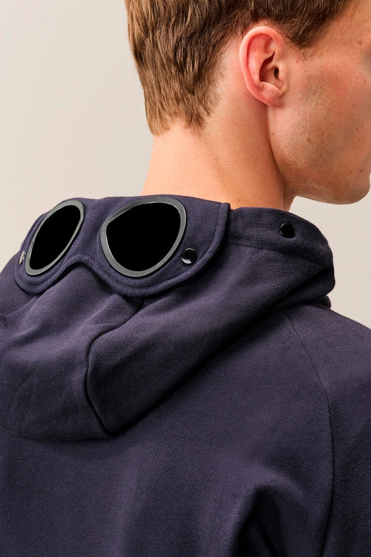 C.P. Company Navy Goggle Lens Cotton Zip-Through Hoodie