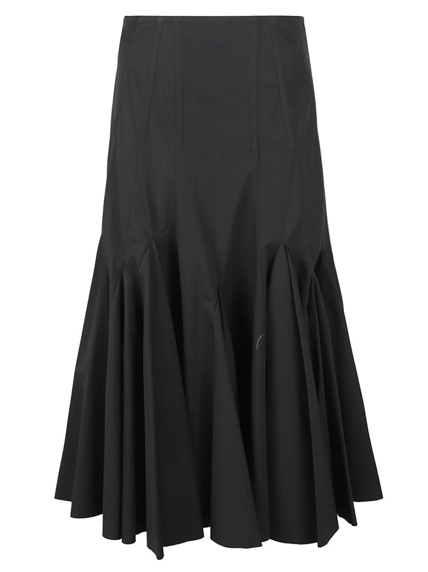 Max Mara Pleated Flared Black Skirt