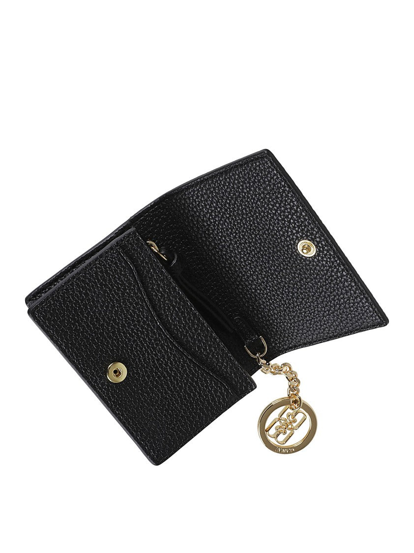 Ganni Compact Black Grained Wallet