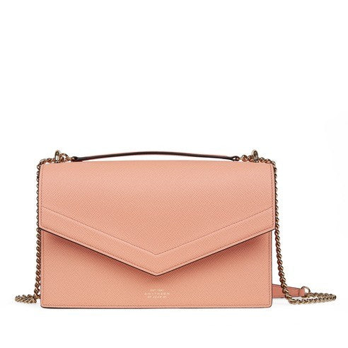 Smythson Envelope Crossbody Bag In Cross-Grain Calf Leather