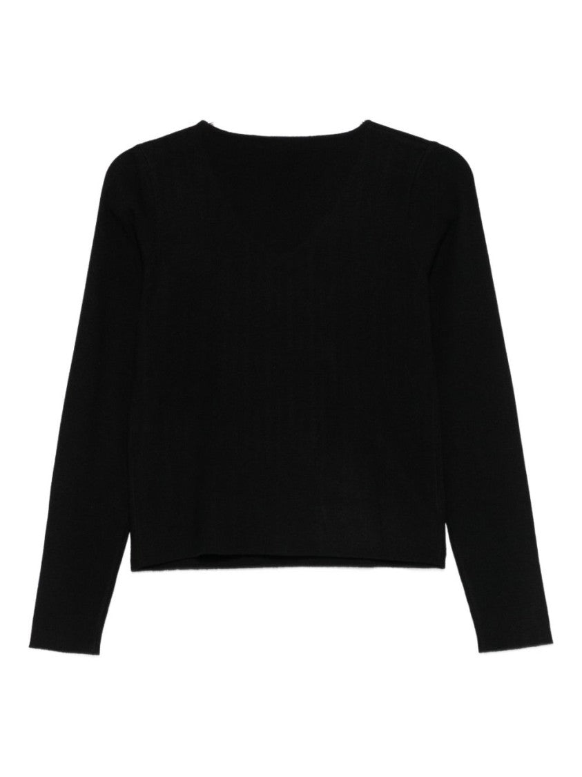 Seventy Sergio Tegon Cropped Black Sweater With Shimmering Detail