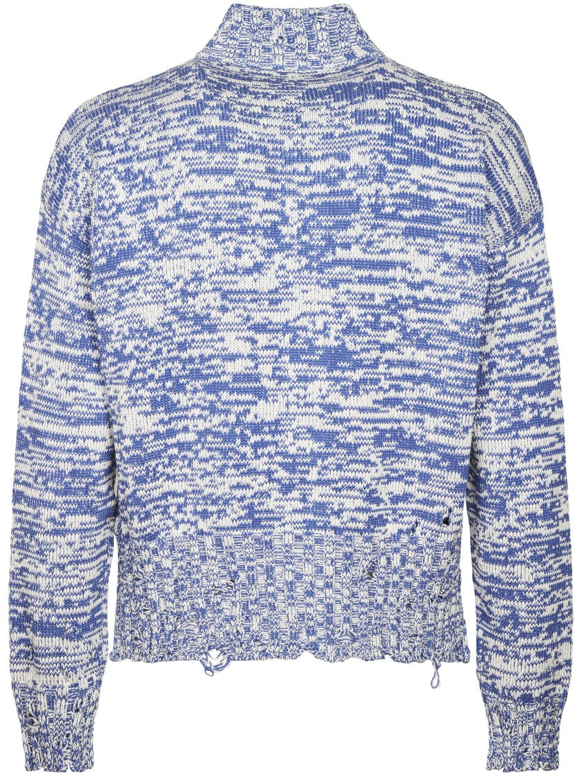 Marni Marled Pattern Zip-Up Sweater With High Collar