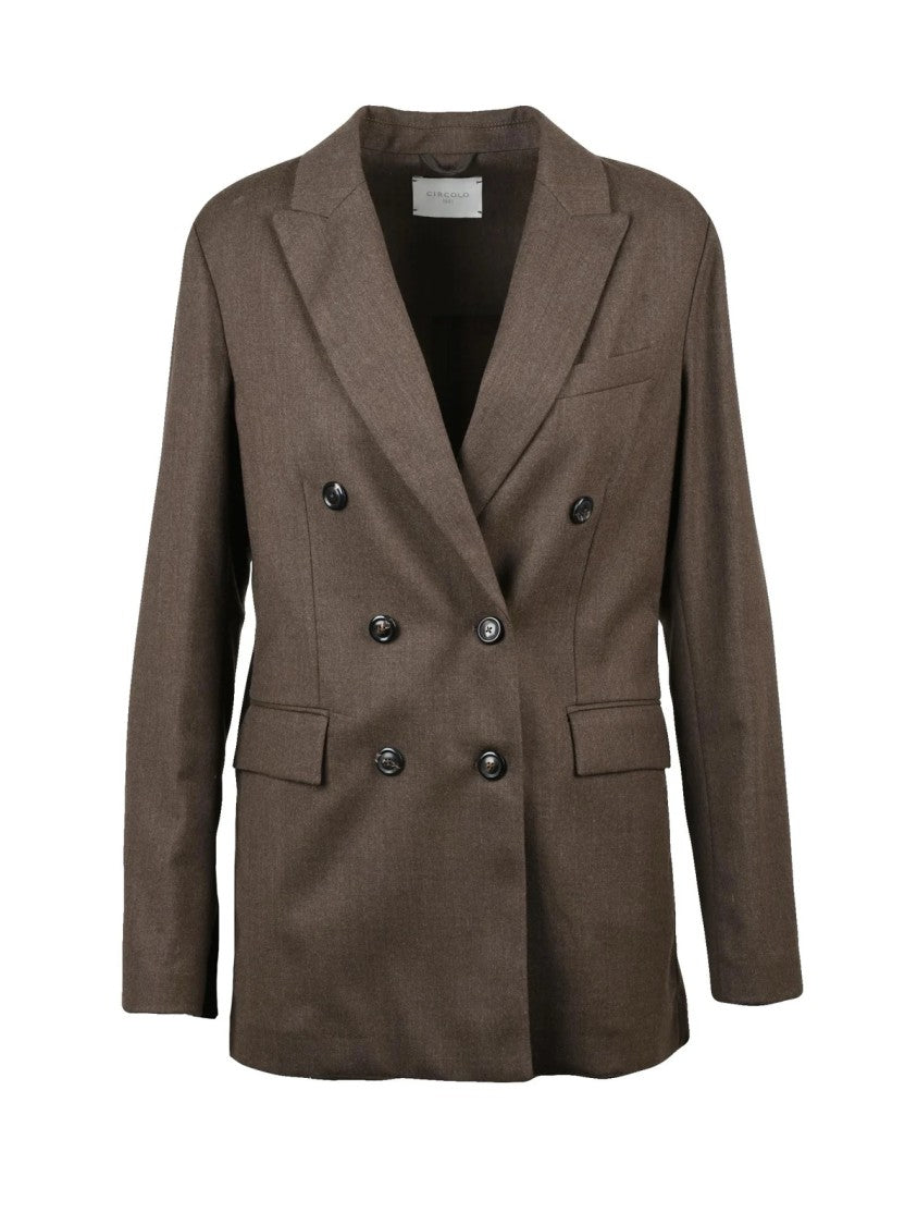 Circolo 1901 Double-Breasted Stretch Blazer With Notch Lapel And Flap Pockets