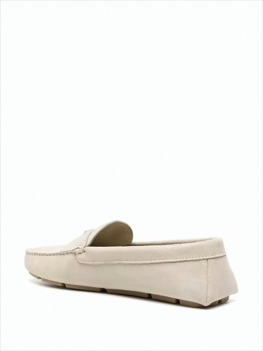 Prada Suede Loafer With Minimalist Design And Rubber Grip Sole
