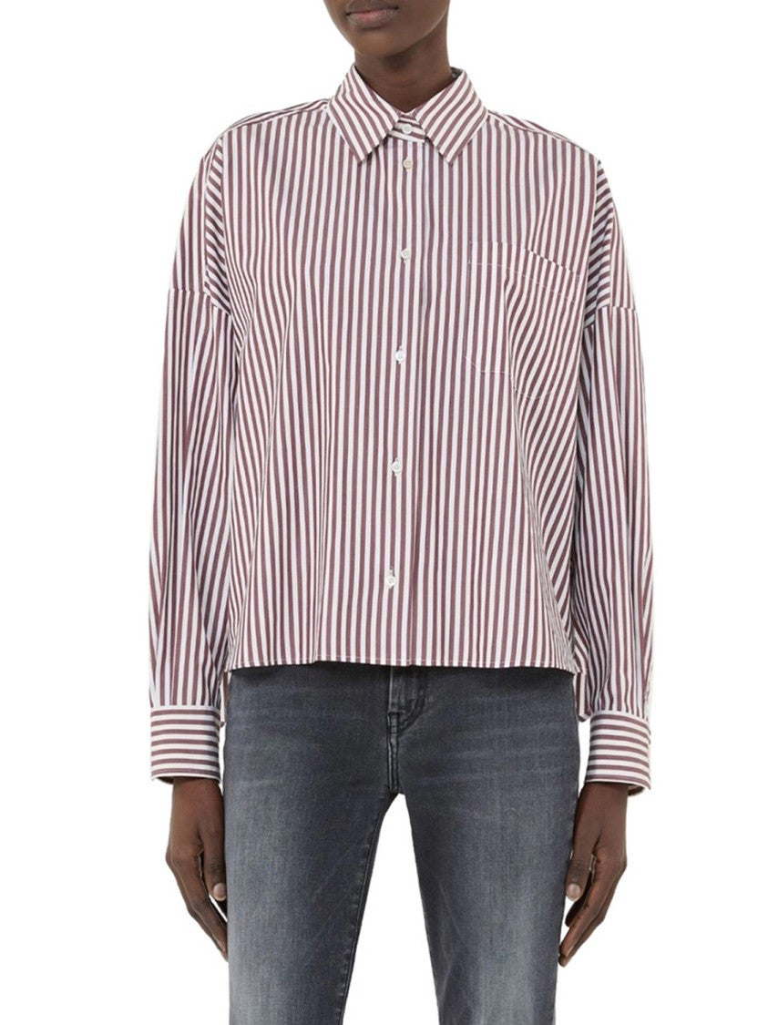 Max Mara Bordeaux Striped Cotton Linen Shirt
