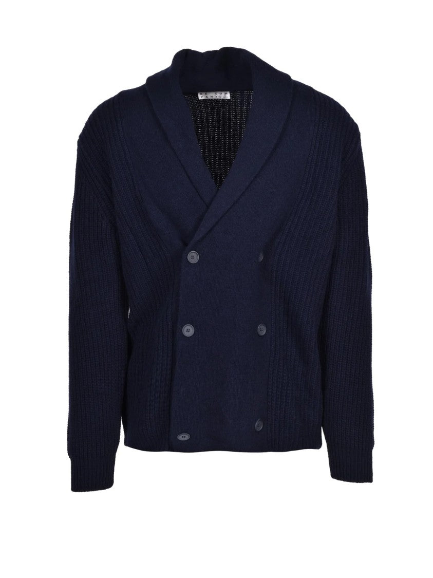 Cashmere Company P. Double-Breasted Shawl Cardigan With Ribbed Knit Texture